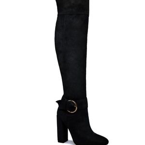 Over the knee boots black buckle